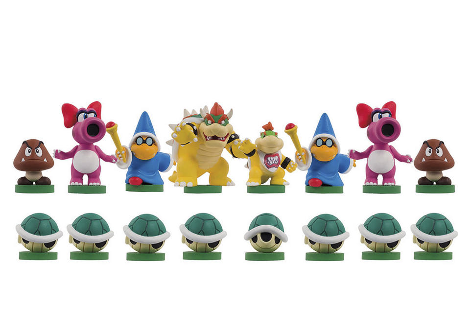 This image provided by Target shows Super Mario characters chess pieces. Target and other retailers are stocking a Super Mario-themed chess set with Mario, Yoshi, Princess Peach, Luigi and other characters as pieces. You'll find "The Lord of the Rings" and "Jurassic Park"-themed sets at there too. (Target via AP)