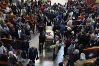 Relatives of a man who died in an explosion of a fuel pipeline ruptured by oil thieves carry his coffin after a funeral mass at a church in the municipality of Tlahuelilpan, state of Hidalgo, Mexico January 21, 2019. REUTERS/Mohammed Salem