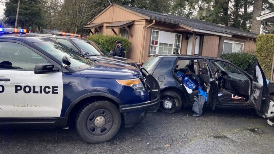 PHOTO: A stolen car is recovered in Portland.  (Portland Police Bureau)