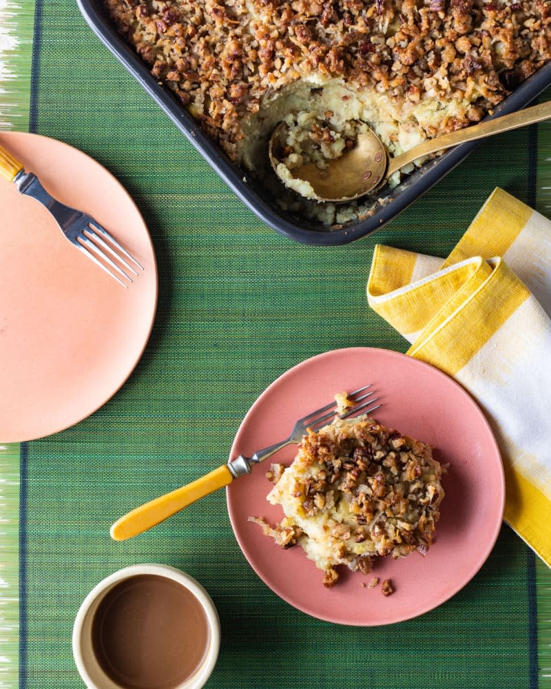 Batata Casserole with Pecan Coconut Topping 