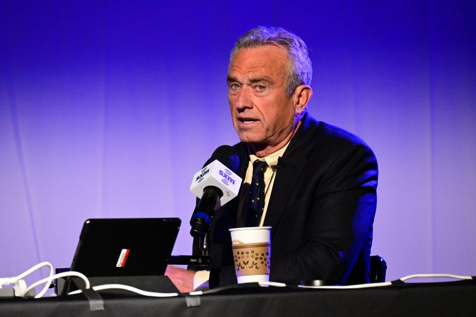 Democratic presidential candidate Robert F. Kennedy Jr. speaks as Michael Smerconish hosts a SiriusXM Town Hall on June 5, 2023, in Philadelphia.