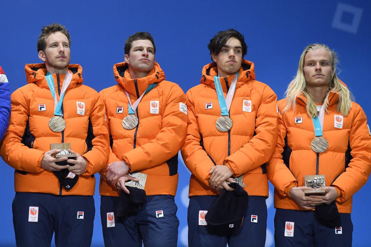 Sven Kramer, Jan Blokhuijsen, Patrick Roest and Koen Verweij