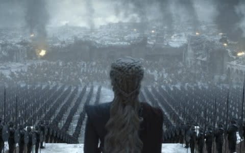 Daenerys addresses the troops for the final time - Credit: HBO