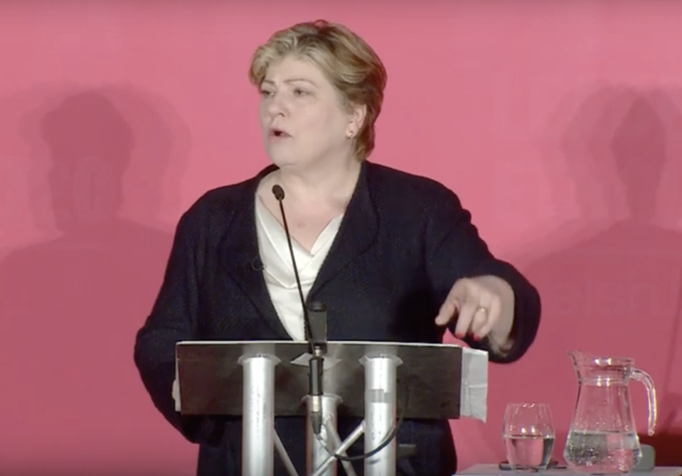 Emily Thornberry at the Labour leadership hustings in Cardiff on Sunday (Labour Party/YouTube)