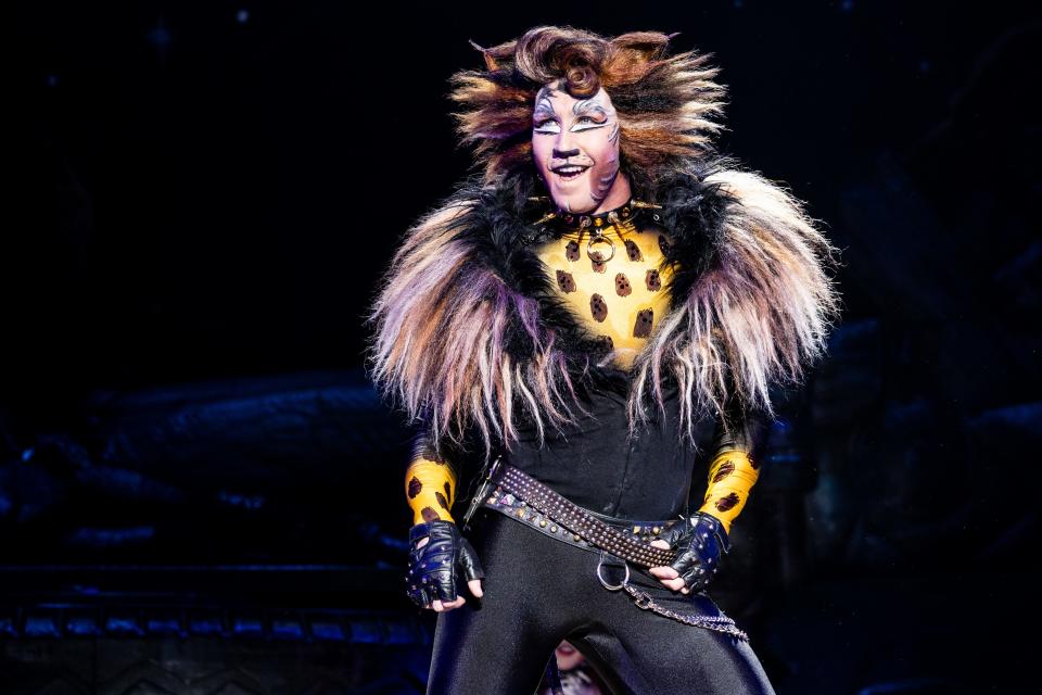 Zach Bravo as Rum Tum Tugger in the 2021-2022 national tour of CATS playing January 18-23, 2022 at Kentucky Performing Arts