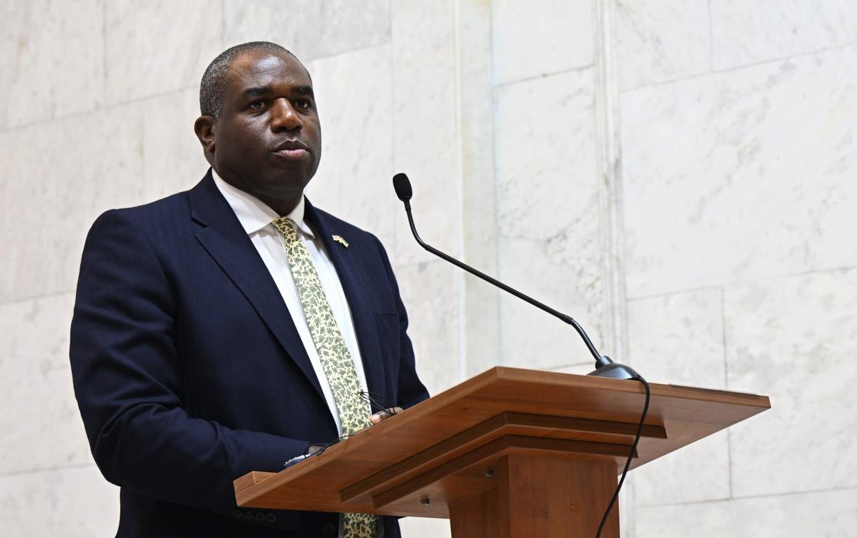 David Lammy at the press conference in Kyiv