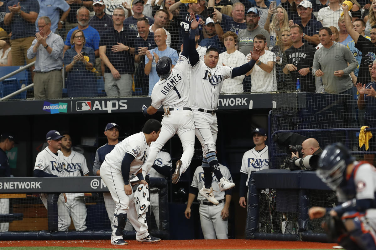 Willy Adames of the Tampa Bay Rays scores a run in the sixth inning News  Photo - Getty Images