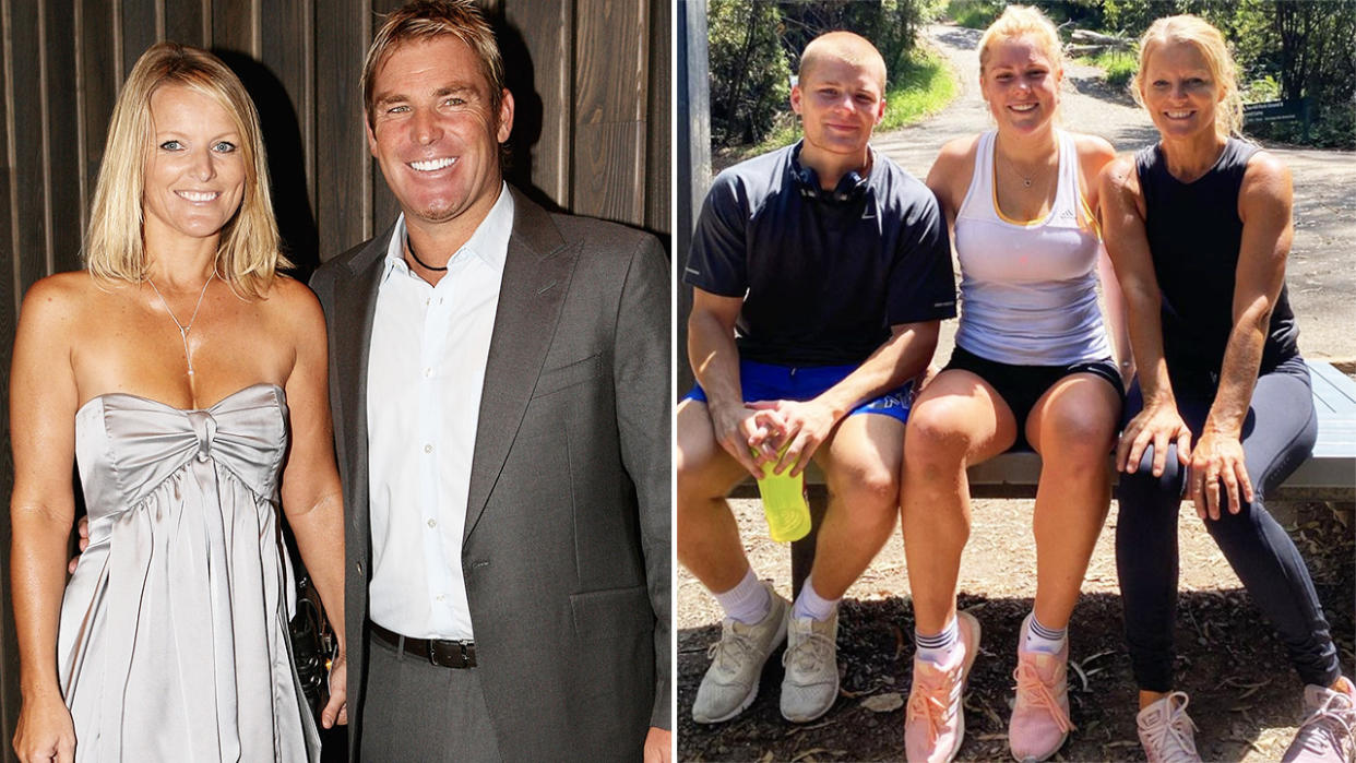 Shane Warne's ex-wife and children, pictured here before his tragic death.