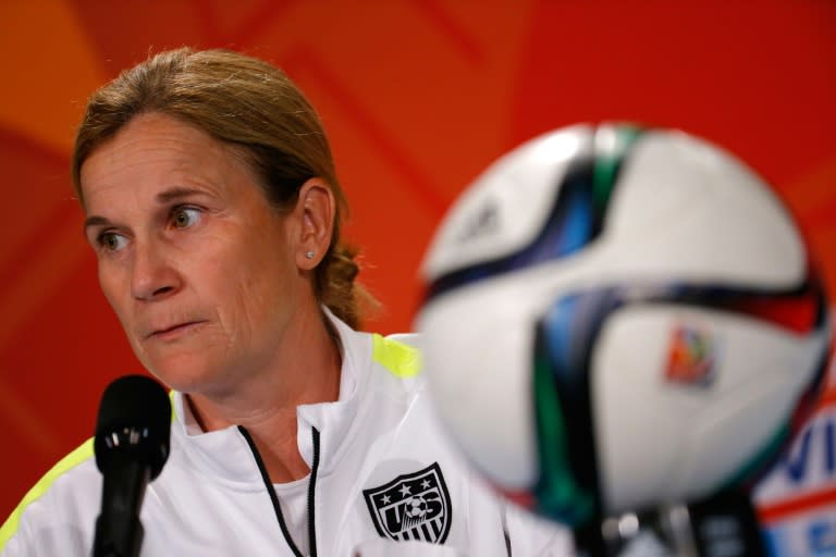US coach Jill Ellis speaks during a press conference prior to their FIFA Women's World Cup final match against Japan, at BC Place Stadium in Vancouver, Canada, on July 4, 2015