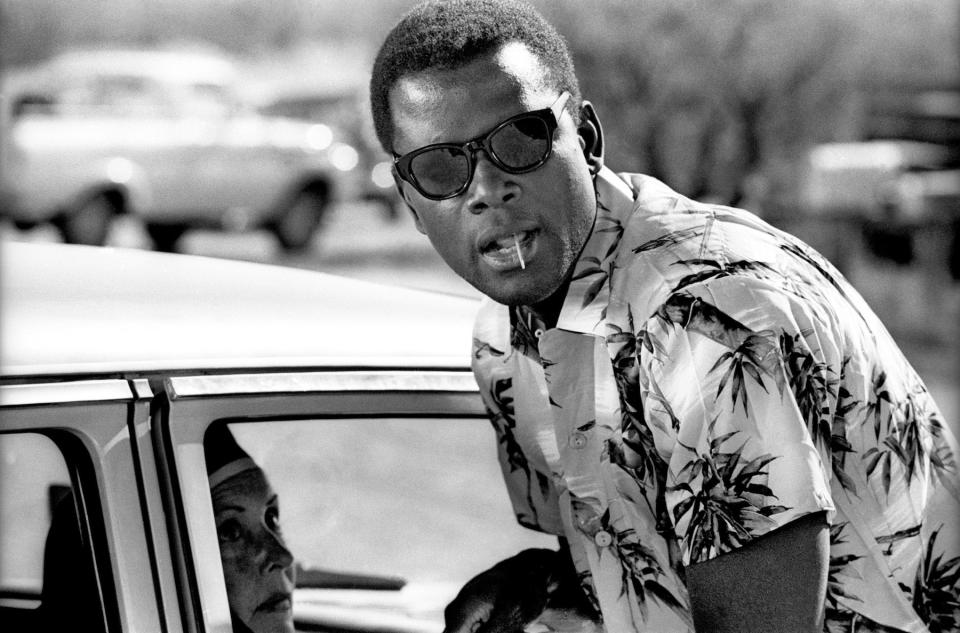 Sidney Poitier on the set of the movie 'Lilies of the Field' for which he won the Academy Award for Best Actor, in Tuscon, Arizona, in May 1963.