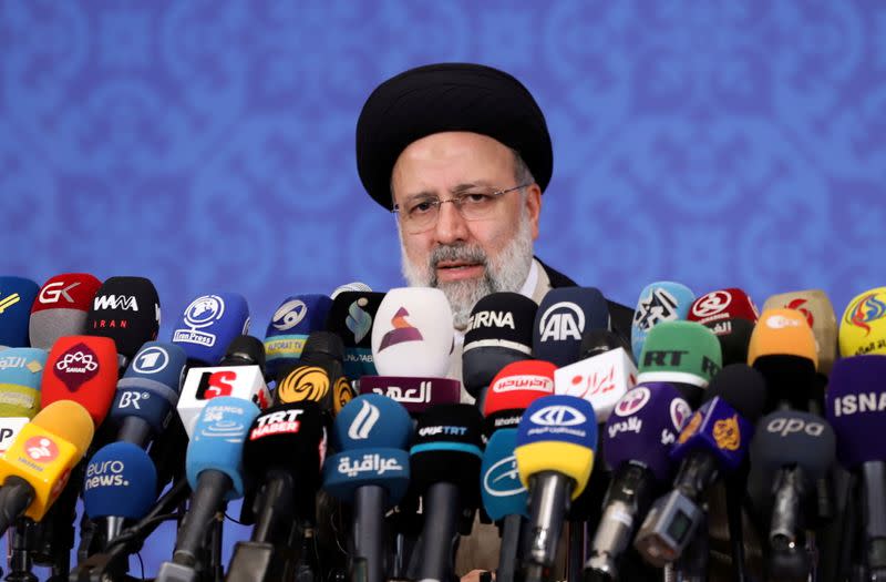 FILE PHOTO: Iran's President-elect Ebrahim Raisi speaks during a news conference in Tehran