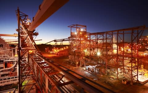 BHP Billiton on February 9, 2012 shows the copper/uranium/gold/silver processing plant near the Olympic Dam mine in South Australia - Credit: AFP