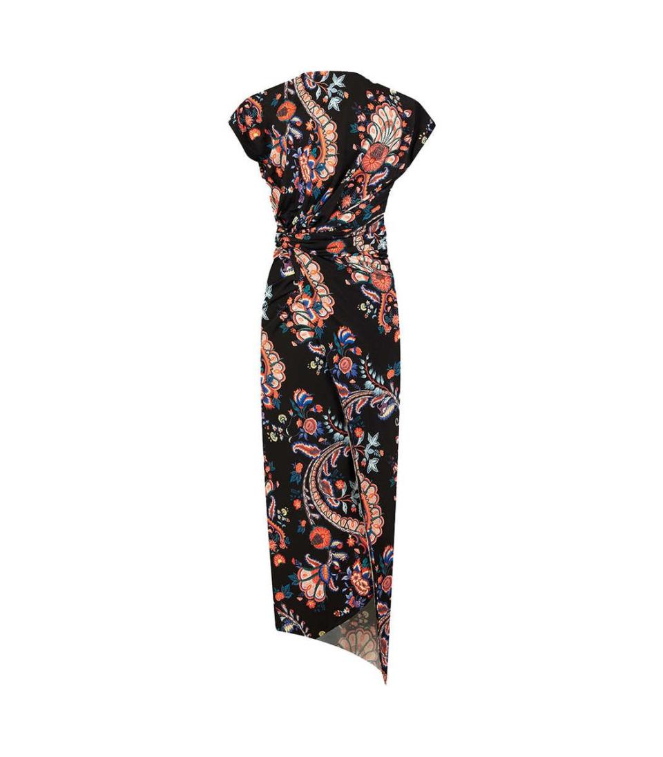 Floral Paisley Draped Midi Dress