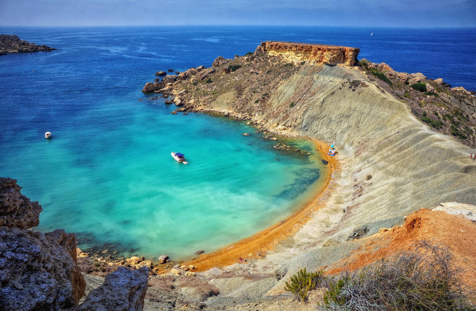 Pristine Gnejna Bay in Malta.