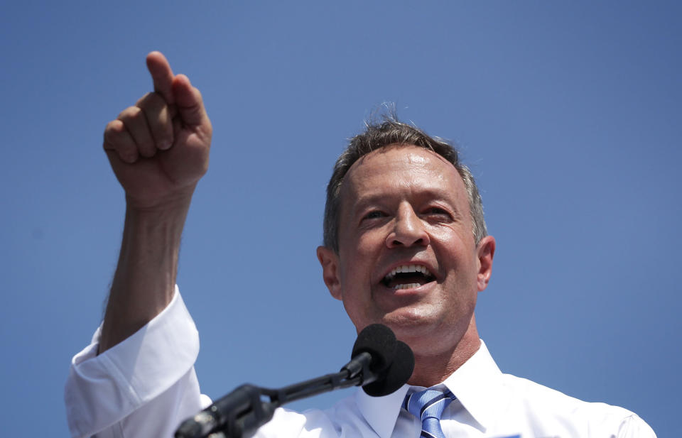 Former Maryland Gov. Martin O'Malley speaks during an event to announce his candidacy for a presidential campaign May 30, 2015 at Federal Hill Park in Baltimore, Maryland. O'Malley was the third Democrat, after former U.S. Secretary of State Hillary Clinton and Sen. Bernie Sanders (I-VT), to throw his hat in the ring for the Democratic nomination.  (Photo by Alex Wong/Getty Images)