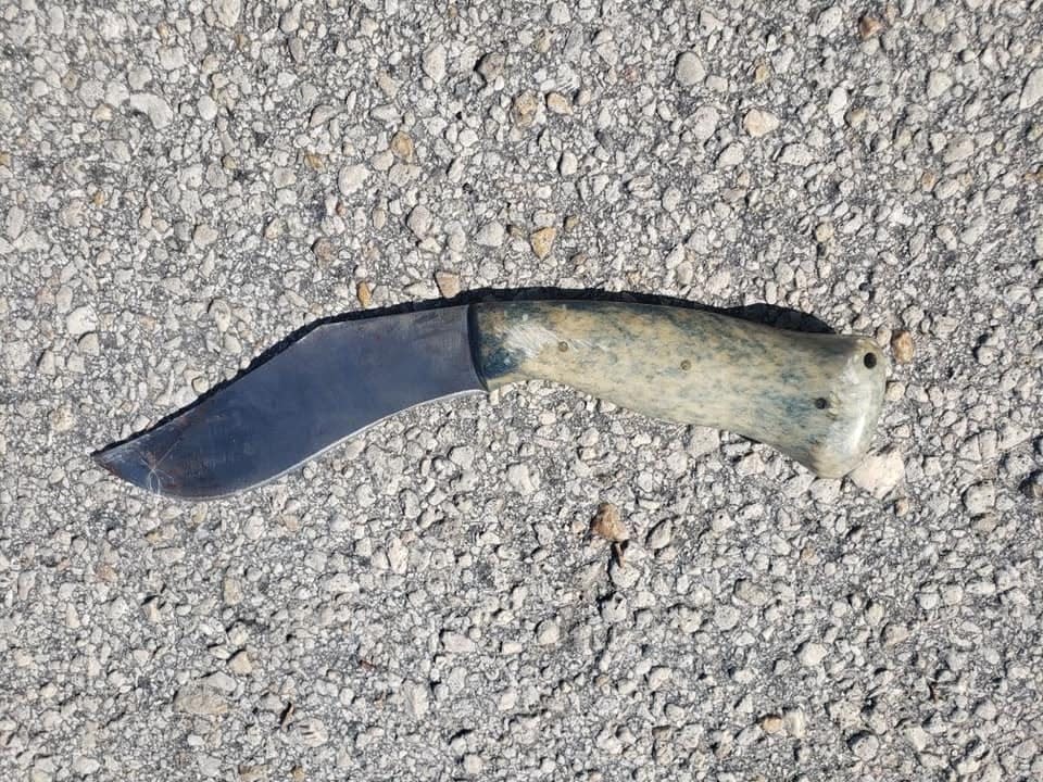 The Jacksonville Sheriff's Office said Jimmy Lamar Riggs, 49, was brandishing this knife when shot three times and Tased by two officers Saturday after refusing their multiple commands to stop and  drop the knife in a confrontation at Atlantic Boulevard and Belote Place in San Marco.