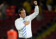 Football Soccer Britain - Watford v Gillingham - EFL Cup Second Round - Vicarage Road - 23/8/16 Gillingham managerJustin Edinburgh celebrates at the end of the match Action Images via Reuters / Alan Walter Livepic