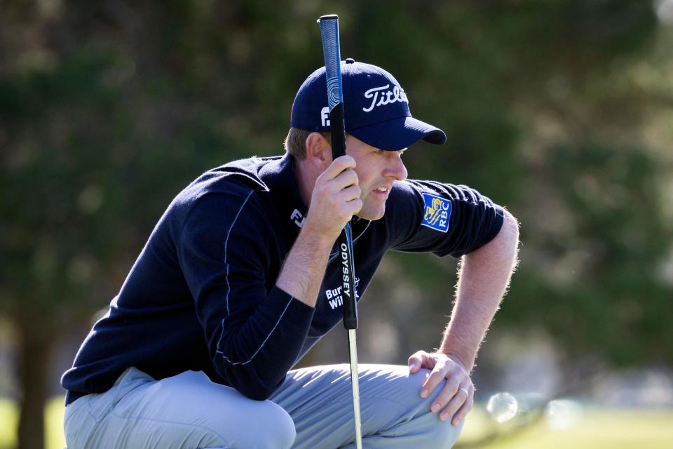 Webb Simpson lines up a putt during the final round of the 2019 RSM Classic, one of two he lost in playoffs.