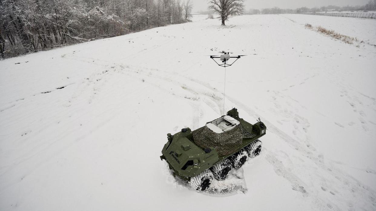 rheinmetall mission master sp ugv drone releases elistair khronos tethered drone