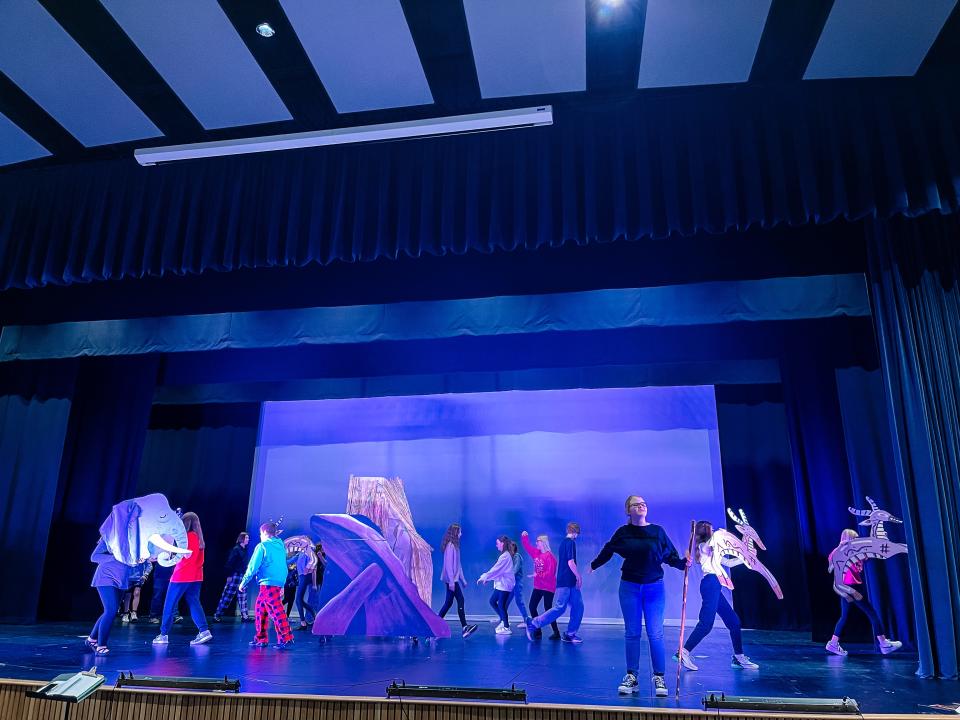 Gibbs Middle School students rehearse for Disney’s “The Lion King Jr.,” Feb. 7, 2023.