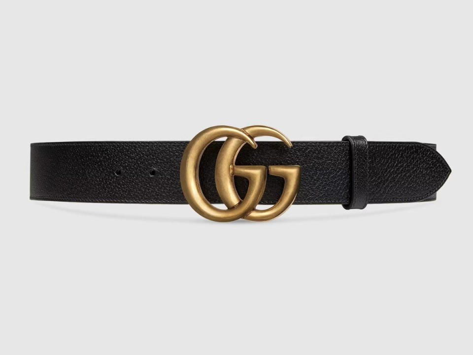 Gucci Wide Leather Belt With Double G Buckle