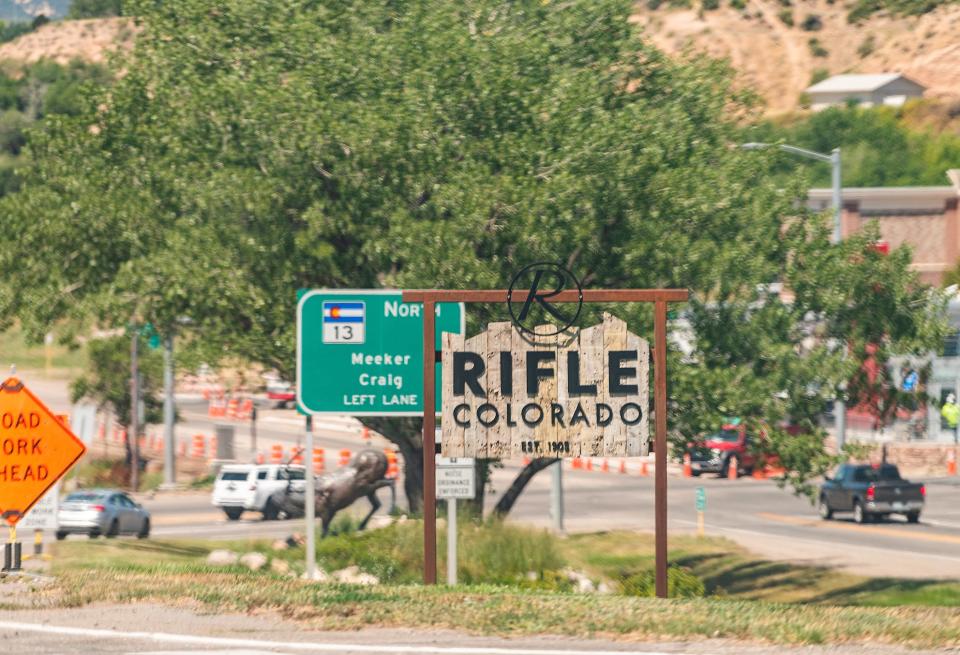 Historic Rifle, Colorado town sign.