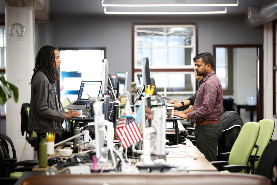 Employees work at the TaskRabbit office in San Francisco, California, U.S., September 13, 2018. Picture taken September 13, 2018. REUTERS/Stephen Lam