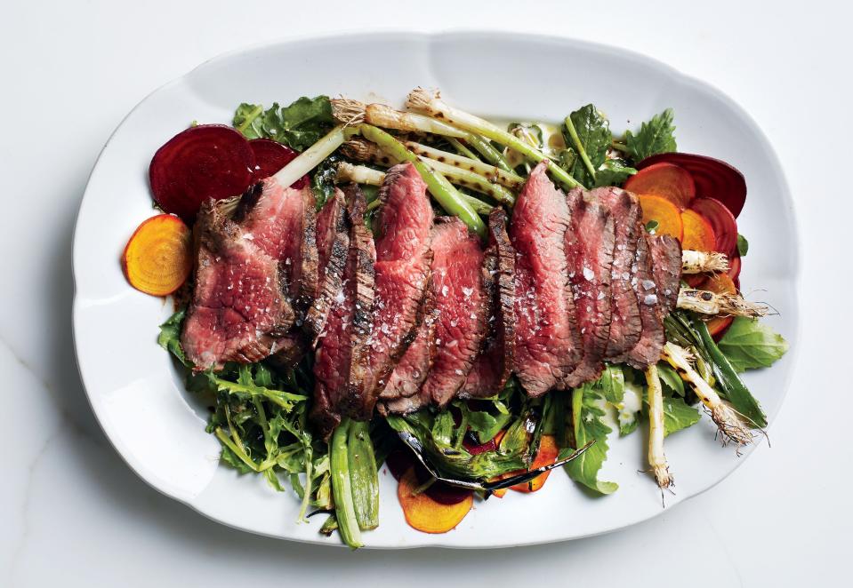 Grilled Steak Salad with Beets and Scallions