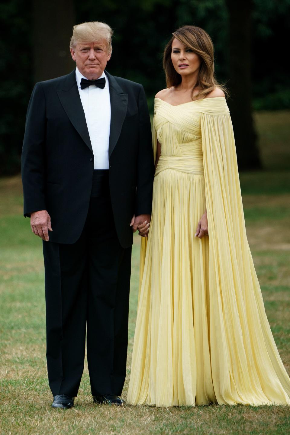 President Donald Trump and First Lady Melania Trump at the state dinner in England.