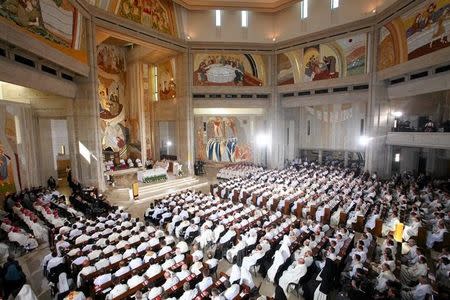 Pope Francis leads a mass at the Sanctuary of John Paul II during the World Youth Day in Krakow, Poland July 30, 2016. Agencja Gazeta/Kuba Ociepa/via REUTERS