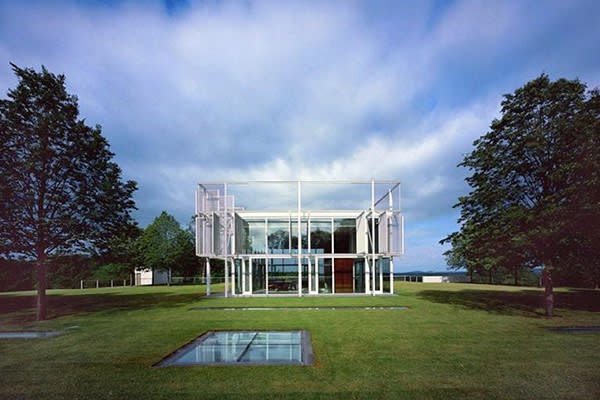 <b>Taghkanic House, by Tom Phifer; New York</b> The glass rectangular shapes seen in the sod here are skylights for Taghkanic House's underground spaces.
