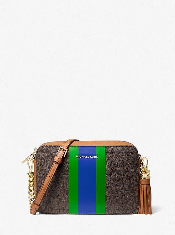 Jet Set Medium Logo Stripe Camera Bag