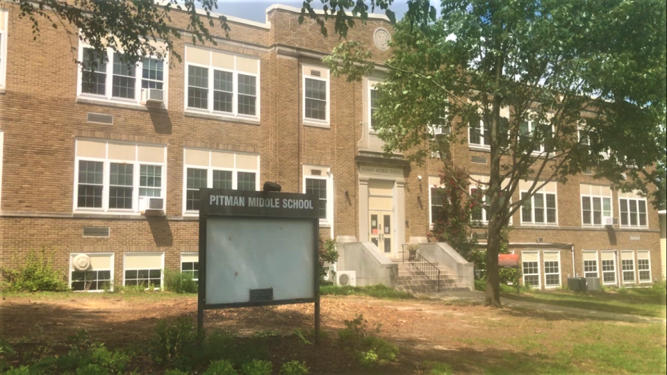Pitman Middle School at 138 East Holly Avenue in the borough. PHOTO: August 15, 2023.