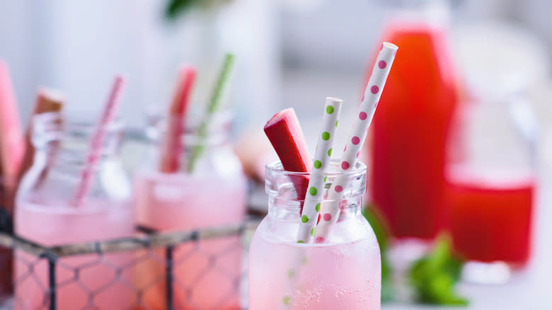 rhubarb spritz, syrup in background