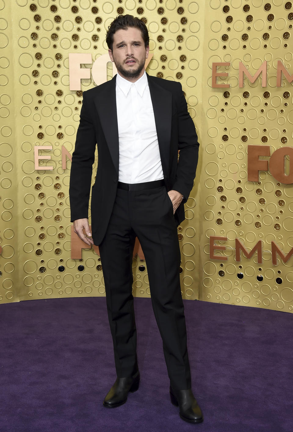 Kit Harington arrives at the 71st Primetime Emmy Awards on Sunday, Sept. 22, 2019, at the Microsoft Theater in Los Angeles. (Photo by Jordan Strauss/Invision/AP)