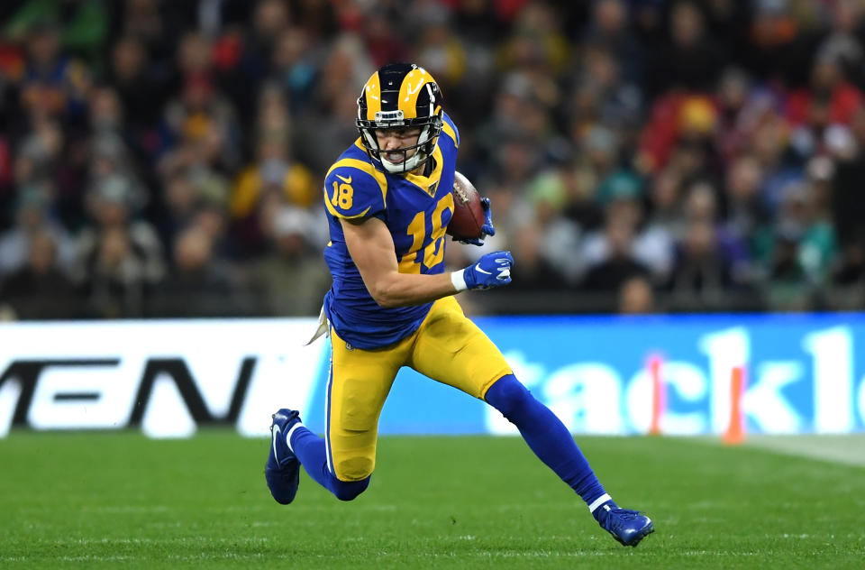 Cooper Kupp of Los Angeles Rams had a touchdown overturned, but the Rams kept the ball. (Photo by Alex Davidson/Getty Images)