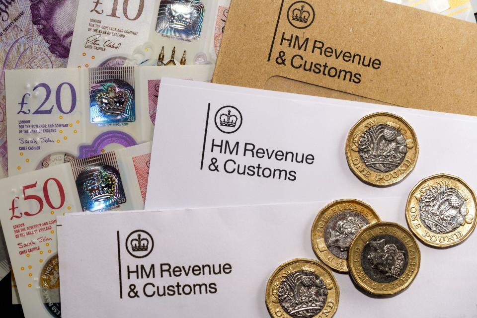 HM Revenue and Customs (HMRC) logos seen on the authentic HMRC tax related letters. Stafford, UK, November 20, 2023