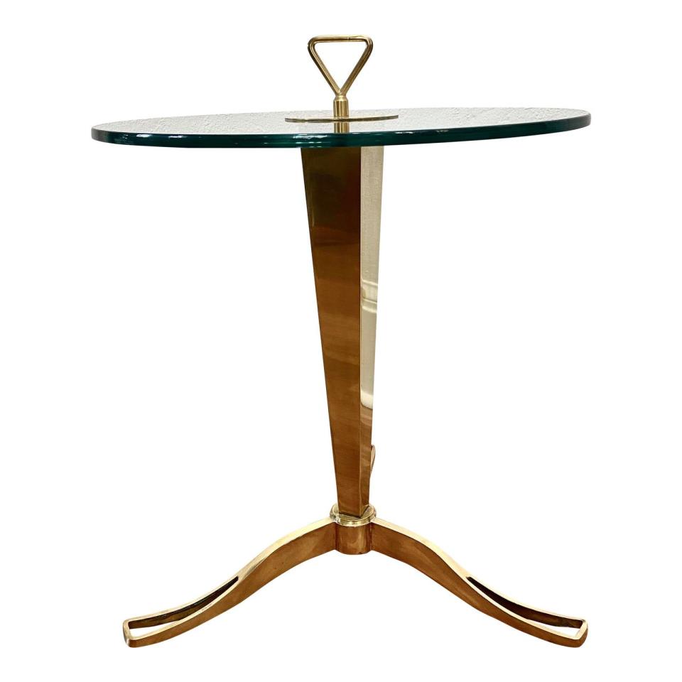 Brass Faceted Drinks Table