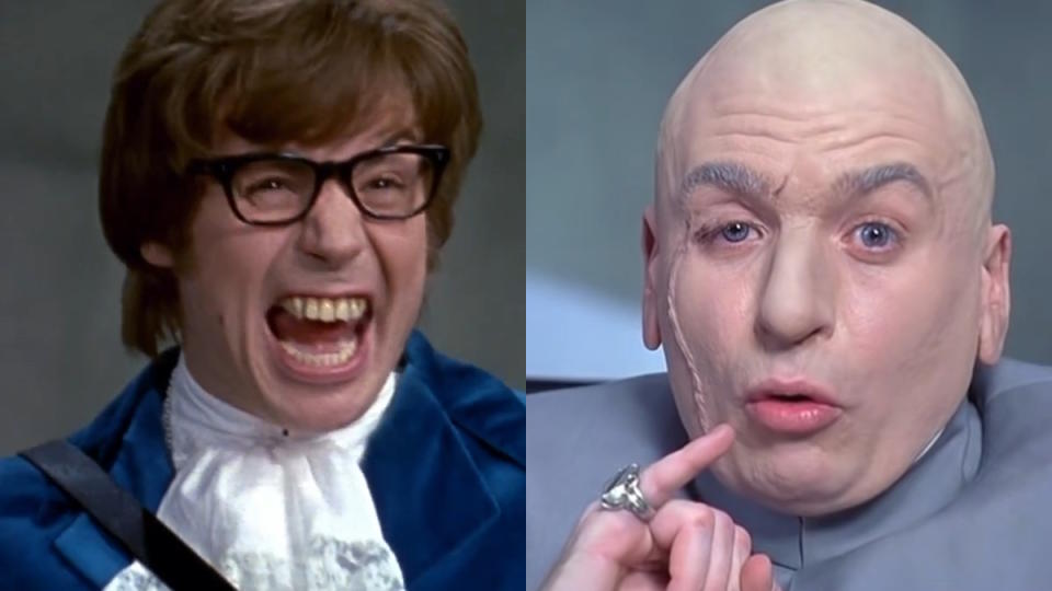 <p> When Mike Myers’ father died in 1991, the comedy star realized how much his taste in 1960s pop culture influenced his own. In 1997, Myers paid tribute to dear dad by writing and starring in Austin Powers: International Man of Mystery (directed by Jay Roach). An earnest satire of spy-fi heroes like James Bond, Austin Powers, is conventionally ugly – rotten teeth, a bushy chest, a flabby physique – but his bold confidence in himself make him a magnet for all the honeys. Meanwhile, Myers plays double duty as the scarred and inept mastermind Dr. Evil, whose quotes have become some of the internet’s most popular memes. </p>