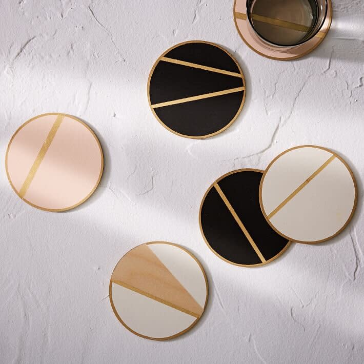Charlotte Cannon The Vintage Vogue Linea Coasters in White and Gold
