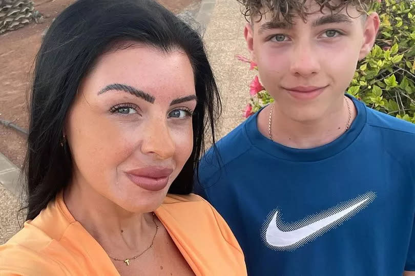 Tara Omidi with her son in Lanzarote