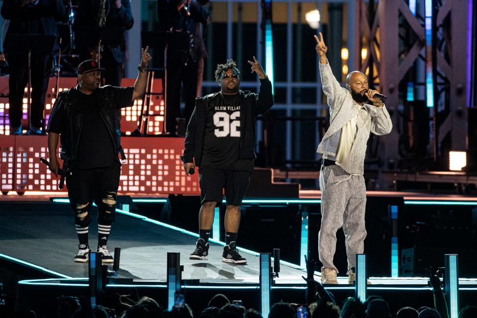 Common and Slum Village perform J. Dilla tribute during "Live From Detroit: The Concert at Michigan Central" in the Corktown neighborhood of Detroit on Thursday, June 6, 2024.