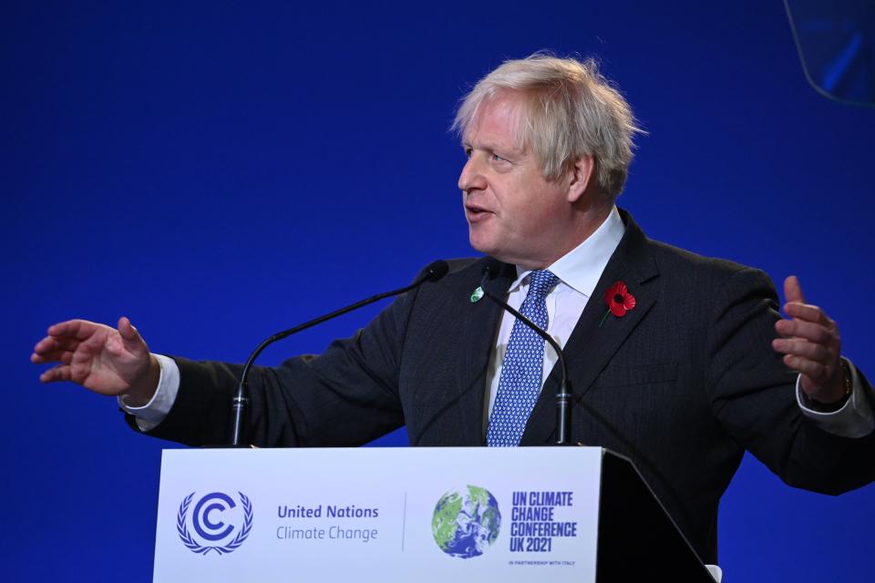 Boris Johnson speaks during the opening ceremony of the UN Climate Change Conference Cop26 (Getty Images)