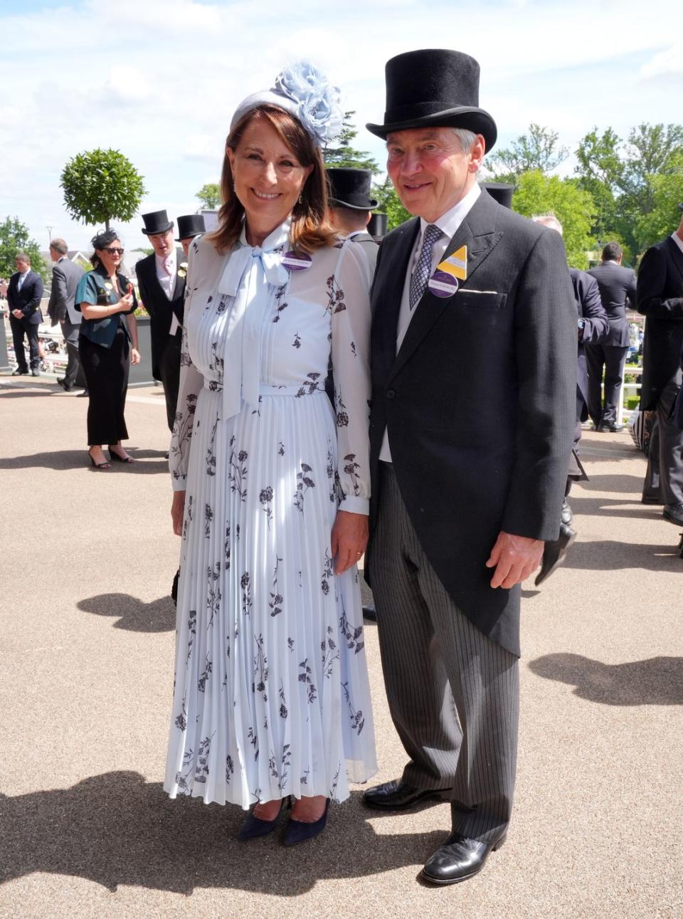carole middleton and michael middleton during day two of royal ascot at ascot racecourse, berkshire picture date wednesday june 19, 2024 photo by jonathan bradypa images via getty images