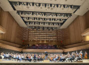 Music director Jaap van Zweden conducts the New York Philharmonic’s first rehearsal of the 2022-23 season at David Geffen Hall at Lincoln Center for the Performing Arts, on Sept. 19, 2022. Geffen Hall opens Oct. 8 following a $550 million renovation with the orchestra’s first concert there since March 10, 2020, the final performance before the pandemic shutdown. (AP Photo/Ronald Blum)