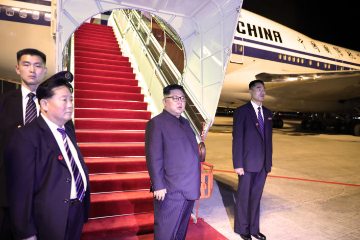 <p>North Korean leader Kim Jong-un departs Singapore from Changi Airport on June 12, 2018, in Singapore. (Photo: Ministry of Communications and Information Singapore via Getty Images) </p>