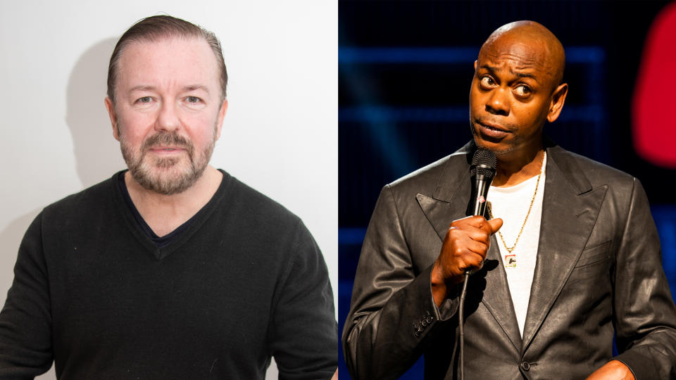 From left: Gervais; Chapelle. - Credit: Vera Anderson/Getty Images; Netflix
