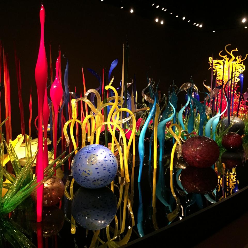 Glass Forest, dating to early 70s, exhibiting artist Dale Chihuly’s art.