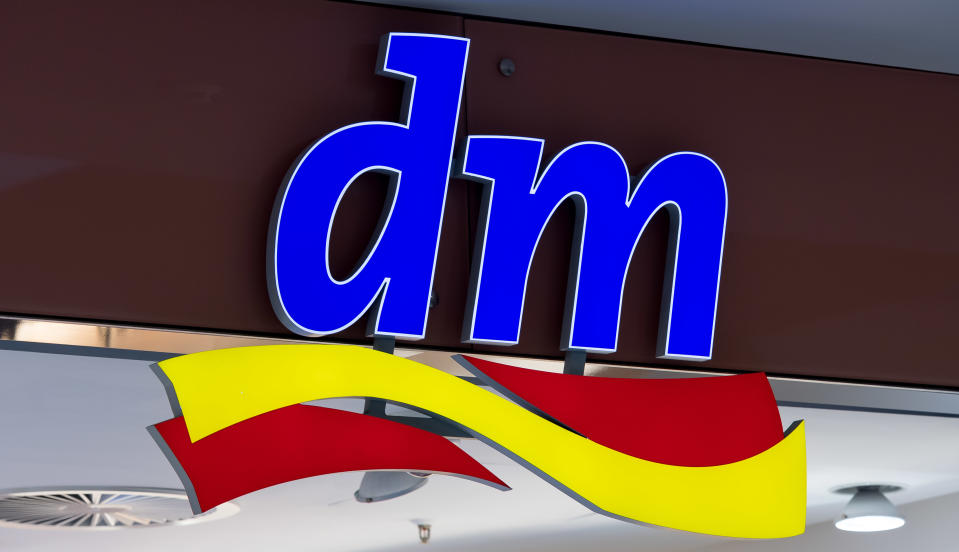 DORTMUND, GERMANY - MARCH 24: (BILD ZEITUNG OUT) The Logo of Dm is seen on the external facade of the Dm Store at the Thier Galerie Center Dortmund on March 24, 2020 in Dortmund, Germany. (Photo by Alex Gottschalk/DeFodi Images via Getty Images)