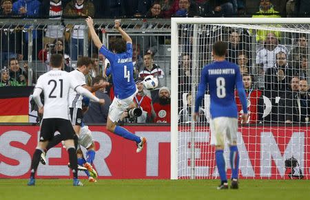 Football Soccer - Germany v Italy - International Friendly - Allianz-Arena, Munich, Germany - 29/3/16 Germany's Mario Goetze scores the second goal against Italy REUTERS/Michael Dalder